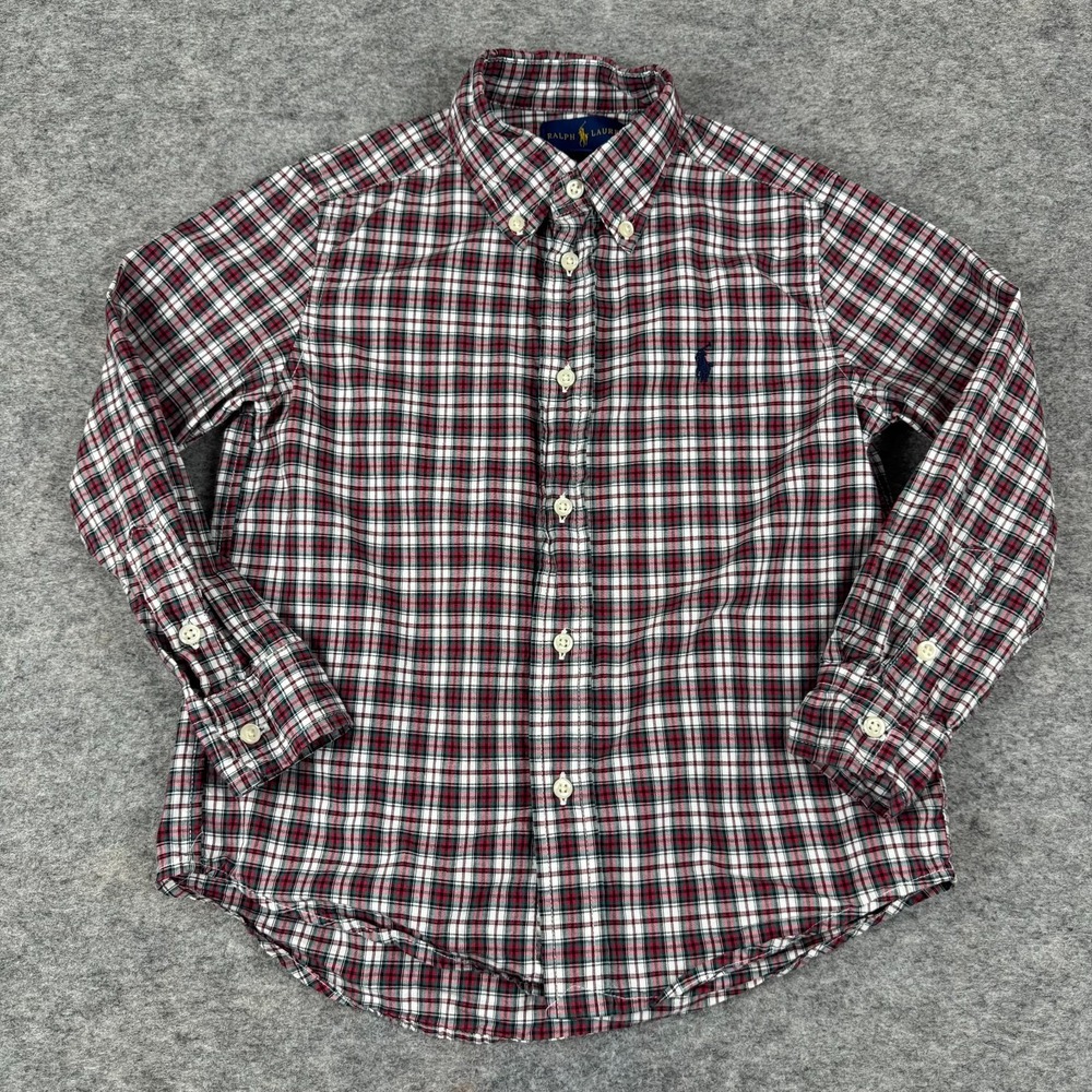 Ralph Lauren Button Down Shirt Long Sleeve Plaid Boys 5